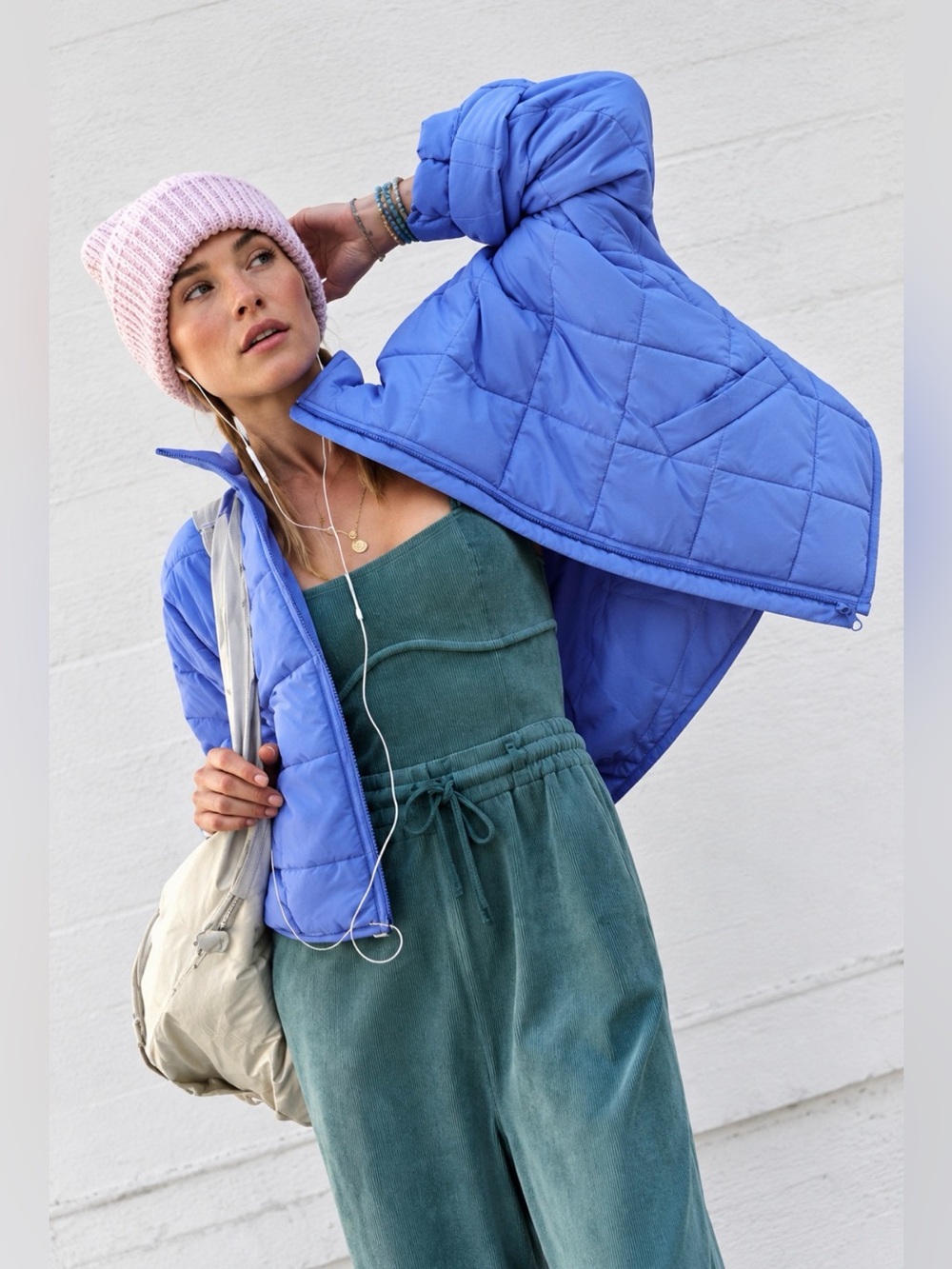 Free People Movement Pippa Packable Puffer Jacket Blueberry Blue Large